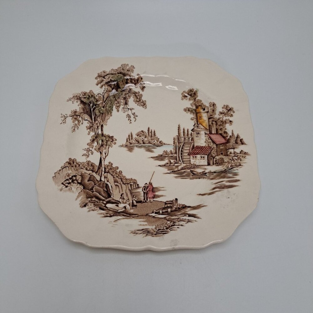 Johnson Bros "The Old Mill" Square China Plate